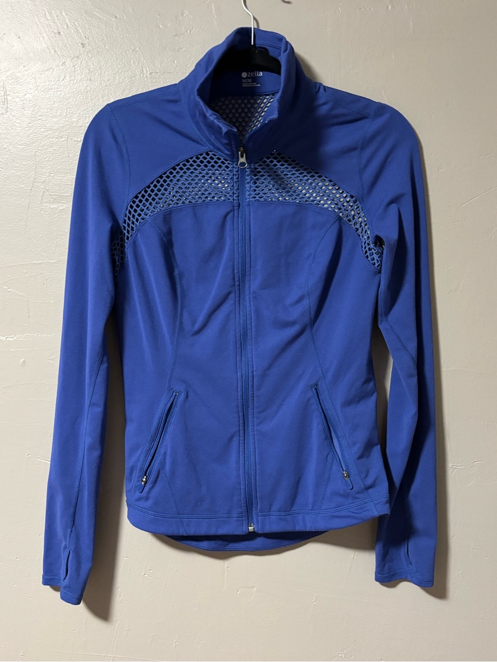 Zella Electric Blue Mesh-Yoke Zip-Up Utility Jacket